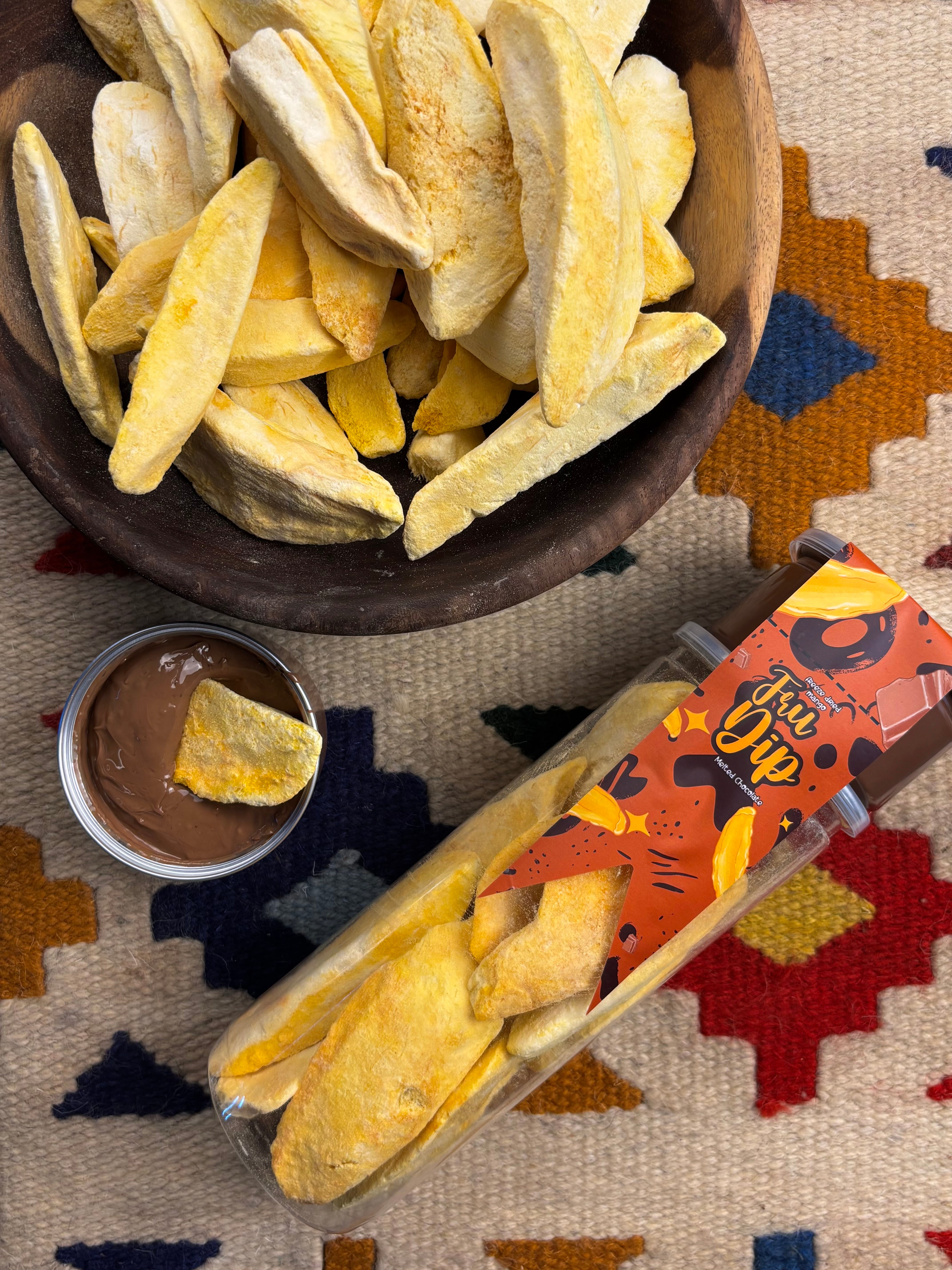 Freeze Dried Mango with Melted Chocolate (Fru-Dip)