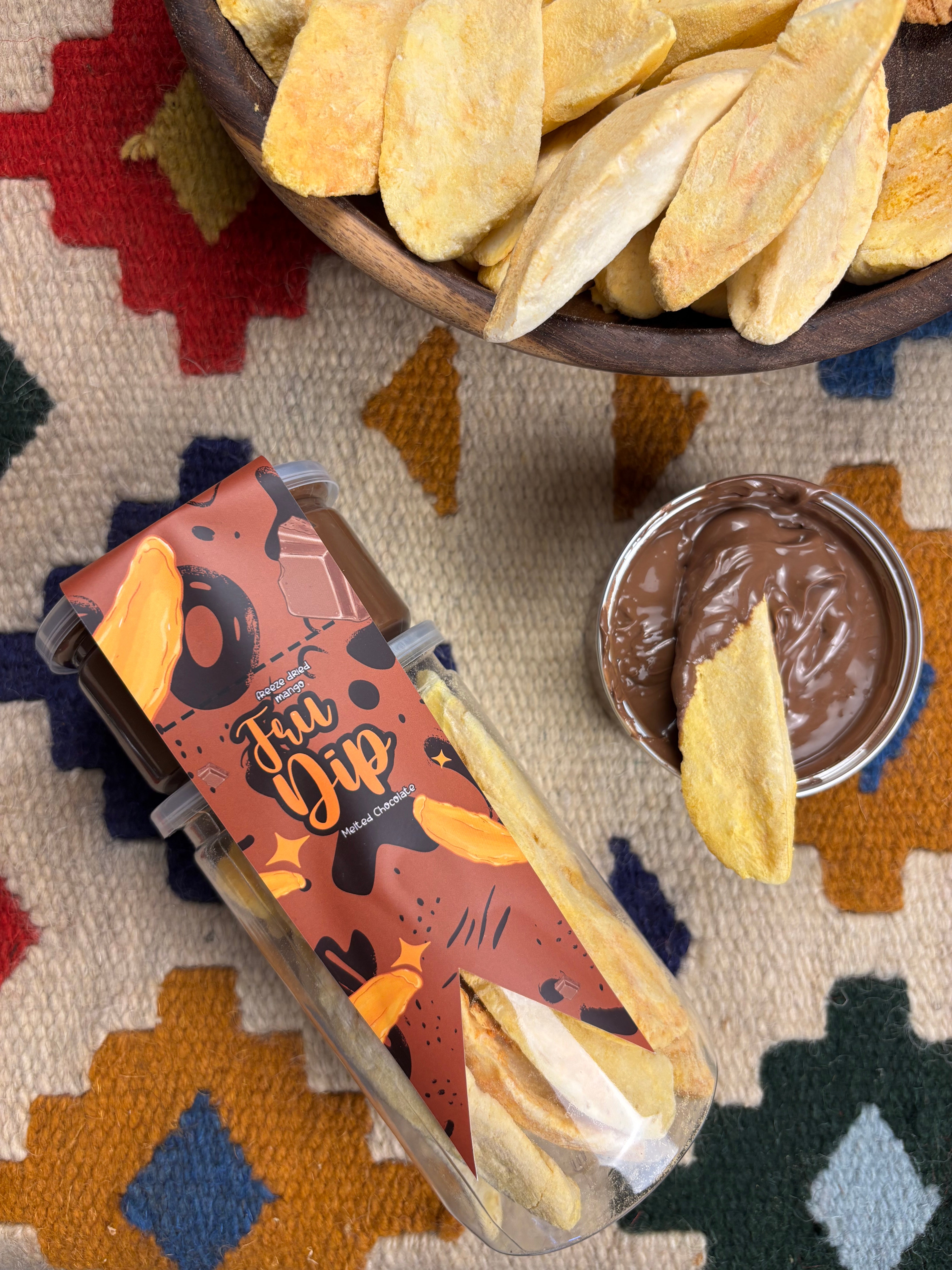 Freeze Dried Mango with Melted Chocolate (Fru-Dip)